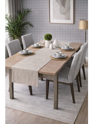 PerdeYap Kadife Dokulu Taş Renk Runner – Günlük Kullanıma Uygun, Bakımı Kolay 40 x 140 cm