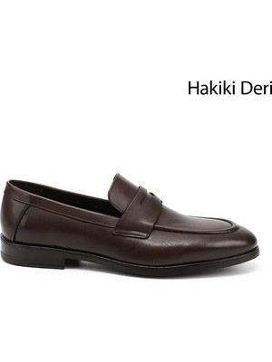 GÖNDERİ Erkek Kahverengi  Hakiki Deri Loafer Ayakkabı