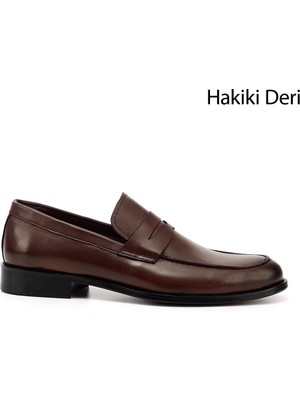 GÖNDERİ Erkek Kahve Antik Kösele Taban Hakiki Deri Loafer Ayakkabı