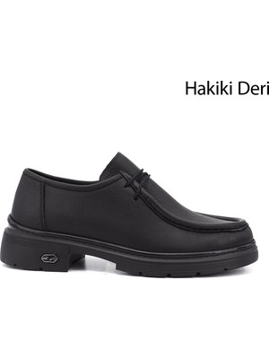 GÖNDERİ Kadın Siyah  Bağcıklı Hakiki Deri Comfort Ayakkabı