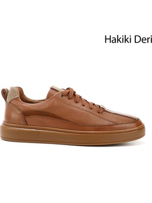 GÖNDERİ Erkek   Bağcıklı Kauçuk Taban Hakiki Deri Sneaker