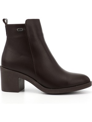 GÖNDERİ Kadın Kahverengi  Fermuarlı Kalın Topuklu Bot