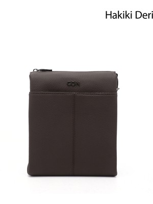 GÖNDERİ Kadın Kahverengi  Uzun Askılı Hakiki Deri Evrak Omuz Çantası