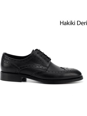 Gönderi(r) Erkek Siyah Bağcıklı Hakiki Deri Klasik Ayakkabı