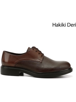 Gönderi(r) Erkek Kahverengi Bağcıklı Baskılı Hakiki Deri Klasik Ayakkabı