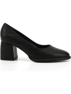 Kadın Siyah Orta Kalın Platform Topuklu Ayakkabı