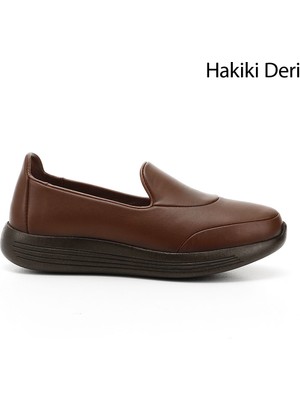 GÖNDERİ Kadın Taba Antik Dolgu Taban Hakiki Deri Comfort Ayakkabı