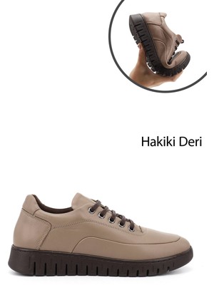 GÖNDERİ Kadın Vizon  Bağcıklı Hakiki Deri Comfort Ayakkabı