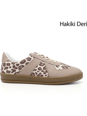 Gönderi(r) Kadın Vizon Lastik Bağcıklı Hakiki Deri Sneaker