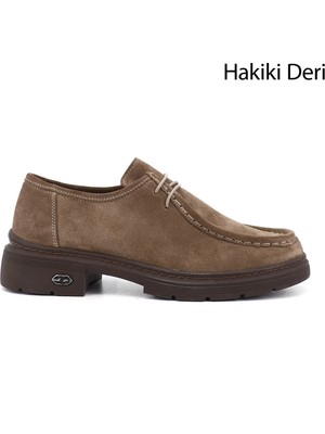 GÖNDERİ Kadın Vizon Süet  Bağcıklı Hakiki Deri Comfort Ayakkabı