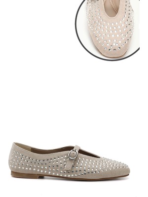 GÖNDERİ Kadın Ten  Taşlı Balerin Babet