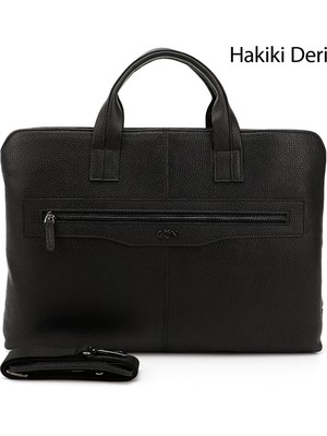 Gönderi(r) Kadın Siyah  Hakiki Deri Notebook Ve Evrak Çantası