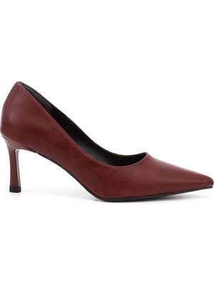 GÖNDERİ Kadın Bordo  Sivri Burun İnce Topuklu Stiletto