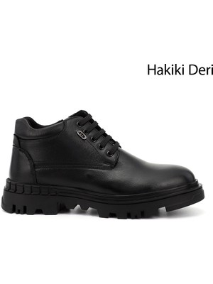 Gönderi(r) Erkek Siyah Fermuarlı Termo Taban Hakiki Deri Bot