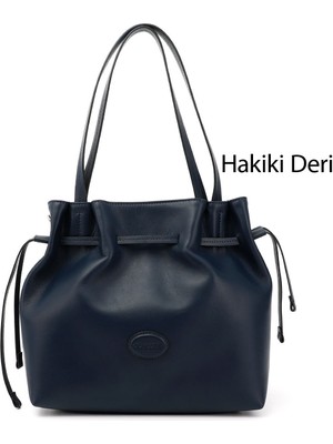 Gönderi(r) Kadın Lacivert  Hakiki Deri El ve Omuz Çantası