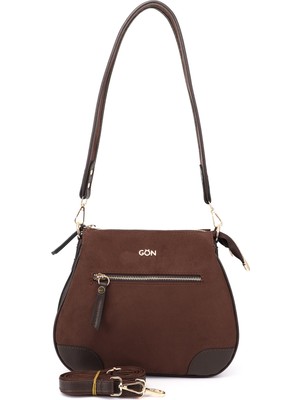 GÖNDERİ Kadın Kahverengi - Süet  Uzun Askılı Omuz Çantası