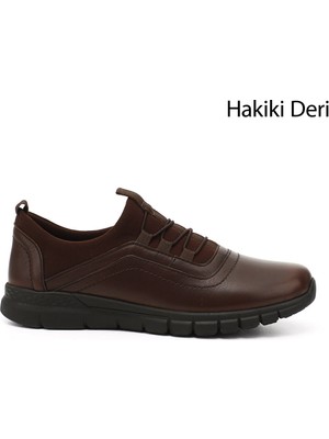 GÖNDERİ Kadın Kahverengi  Lastik Bağcıklı Hakiki Deri Comfort Sneaker