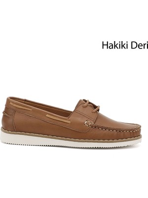 GÖNDERİ Kadın Taba Antik  Bağcıklı Hakiki Deri Comfort Ayakkabı