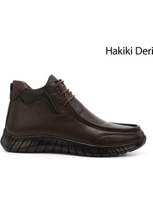 GÖNDERİ Erkek Kahve Antik  Fermuarlı Hakiki Deri  Bot