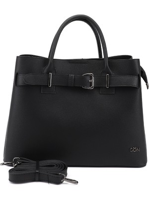 GÖNDERİ Kadın Siyah Uzun Askılı El ve Omuz Çantası