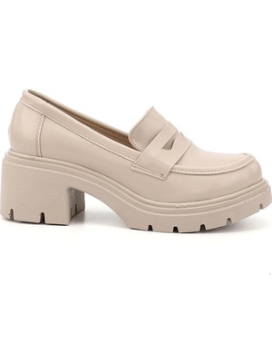 GÖNDERİ Kadın Ten  Kalın Topuklu Loafer Ayakkabı