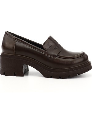 GÖNDERİ Kadın Kahverengi  Kalın Topuklu Loafer Ayakkabı