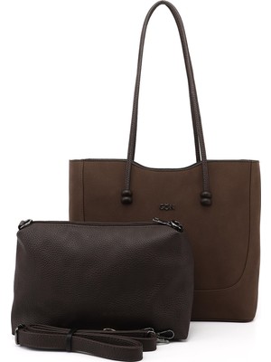 Gönderi(r) Kadın Kahve Süet Yavrulu Omuz Çantası