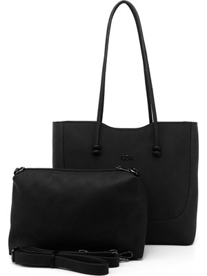 Gönderi(r) Kadın Siyah Süet Yavrulu Omuz Çantası