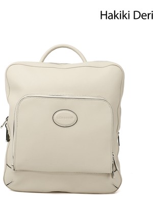 GÖNDERİ Kadın Bej  Hakiki Deri El Ve Sırt Çantası