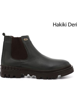GÖNDERİ Erkek   Fermuarlı Hakiki Deri Chelsea Bot
