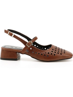 Gönderi(r) Kadın Taba Kısa Kalın Topuklu Arkası Açık Mary Jane Ayakkabı