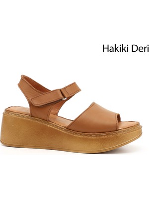 Kadın Taba Antik Dolgu Taban Hakiki Deri Sandalet