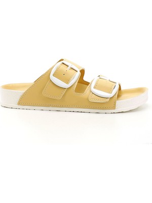 GÖNDERİ Kadın Sarı  Tokalı Günlük Terlik