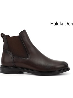 GÖNDERİ Erkek Kahve Antik  Kauçuk Taban Hakiki Deri Chelsea Bot