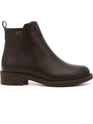 GÖNDERİ Kadın Kahverengi  Fermuarlı Termo Taban Bot