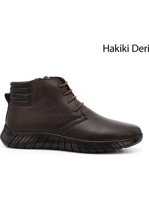 GÖNDERİ Erkek Kahve Antik  Fermuarlı Hakiki Deri Bot
