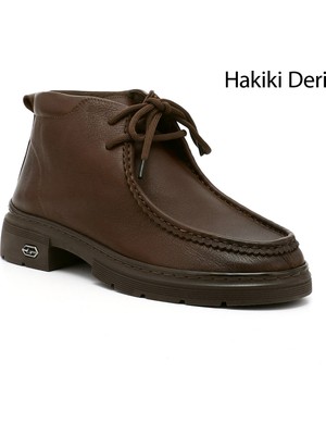 GÖNDERİ Kadın Kahverengi  Bağcıklı Hakiki Deri Comfort Bot