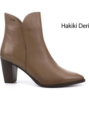 GÖNDERİ Kadın Vizon Antik  Fermuarlı Sivri Burun Hakiki Deri Bot