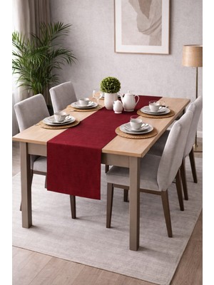 PerdeYap Kadife Dokulu Bordo Renk Runner – Günlük Kullanıma Uygun, Bakımı Kolay 40 x 140 cm