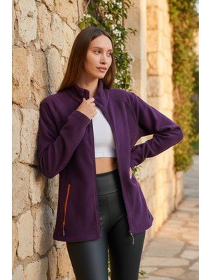 Knup Kadın Fermuarlı Mor Polar Sweatshirt