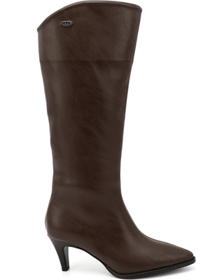 GÖNDERİ Kadın Kahverengi  Sivri Burun İnce Topuklu Çizme