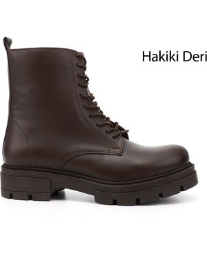 Gönderi(r) Kadın Kahve Antik  Fermuarlı Hakiki Deri Postal Bot