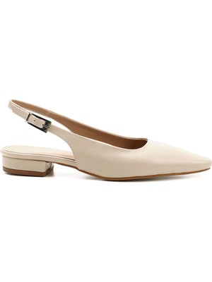 Kadın Ten Küt Burunlu Arkası Açık Ayakkabı