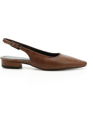 GÖNDERİ Kadın Taba  Küt Burunlu Arkası Açık Ayakkabı