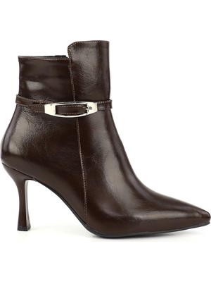 GÖNDERİ Kadın Kahverengi  Fermuarlı İnce Topuklu Bot