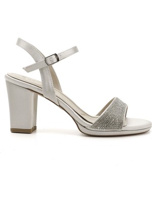 GÖNDERİ Kadın Gümüş  Bilekten Bağlı Platform Topuklu Sandalet
