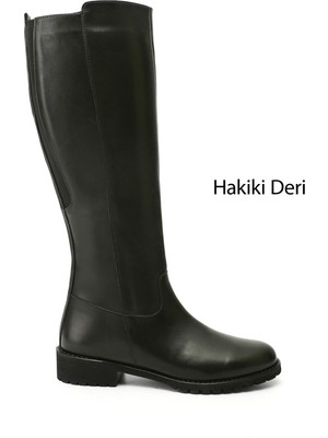 GÖNDERİ Kadın   Fermuarlı Kauçuk Taban Hakiki Deri Çizme