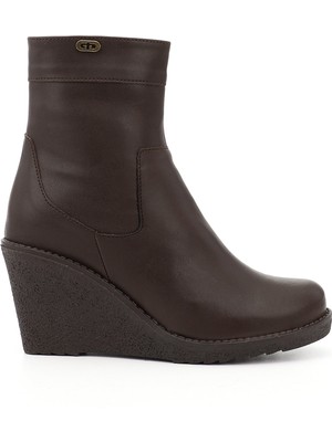 GÖNDERİ Kadın Kahve Antik  Fermuarlı Dolgu Topuklu Bot