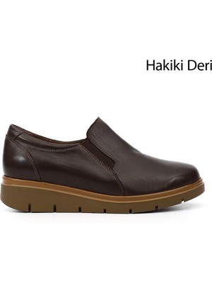 Gönderi(r) Kadın Kahverengi Dolgu Taban Hakiki Deri Ayakkabı