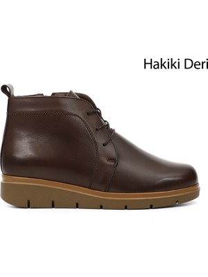 Gönderi(r) Kadın Kahverengi  Fermuarlı Hakiki Deri Postal Bot